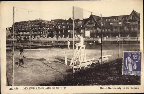 Ak Deauville La Plage Fleurie Calvados, Hotel Normandy, Les Tennis