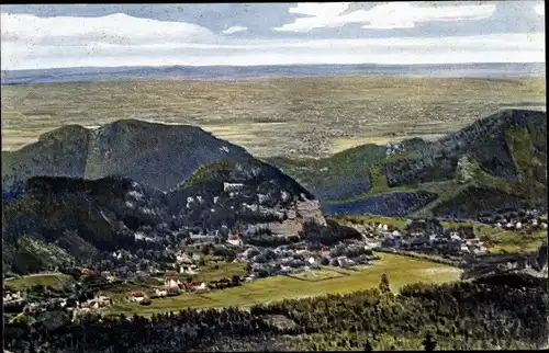 Ak Zittau in der Oberlausitz, Blick vom Hochwald nach Oybin und auf den Ort