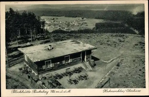 Ak Hahnenklee Bockswiese Goslar im Harz, Blockhütte Bocksberg