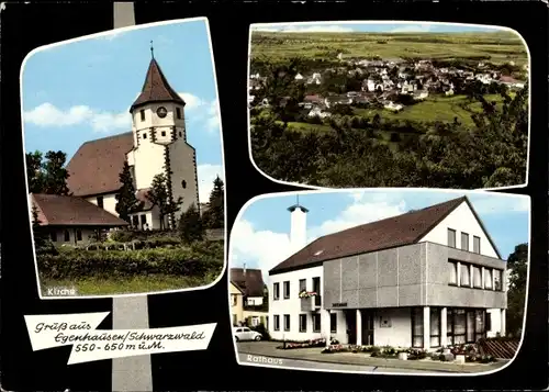 Ak Egenhausen im Nordschwarzwald, Gesamtansicht, Kirche, Rathaus