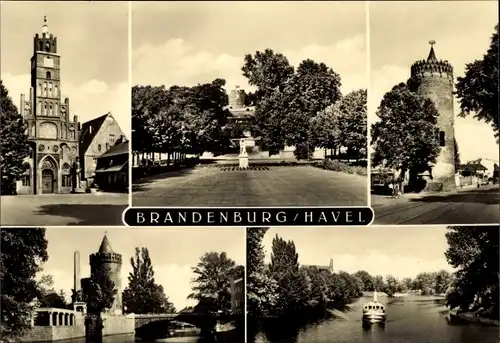 Foto Ak Brandenburg an der Havel, Rathaus, Marienberg, Plauer Torturm, Sowjetischer Ehrenhain, Havel