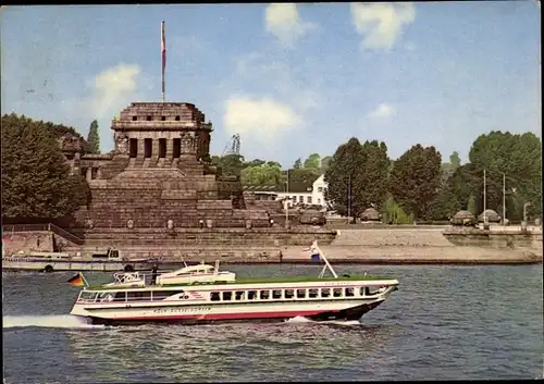 Ak Koblenz am Rhein, Deutsches Eck mit Tragflügelboot Rheinpfeil