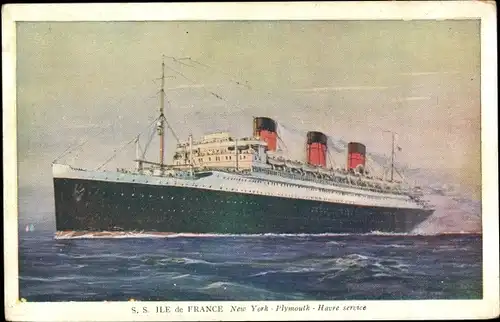Ak Dampfer, Dampfschiff Ile de France, French Line, CGT
