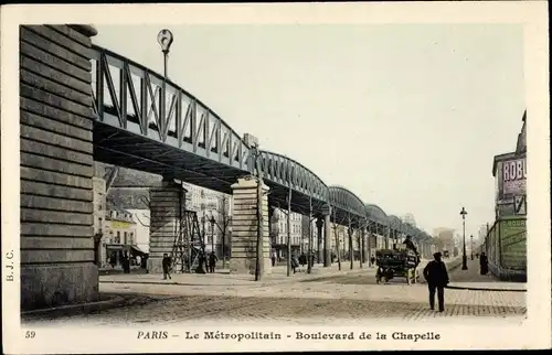 Ak Paris XVIII. Arrondissement Buttes-Montmartre, Le Metropolitain, Boulevard de la Chapelle