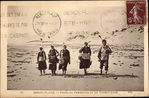 Ak Berck Plage Pas de Calais, Types de Verrotier et de Verrotieres