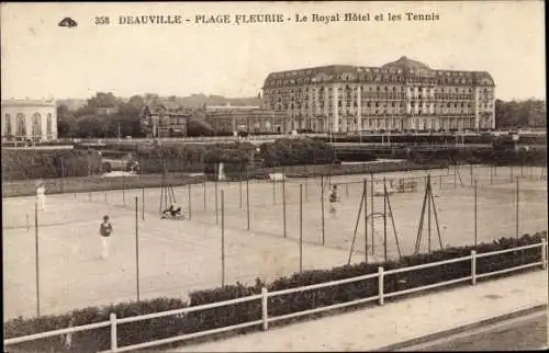 Ak Deauville La Plage Fleurie Calvados, Le Royal Hotel, Les Tennis