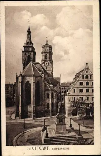 Ak Stuttgart in Württemberg, Stiftskirche, Denkmal