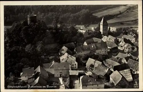 Ak Altweilnau Weilrod im Taunus, Blick auf den Ort, Gasthaus zum Löwen, H. Löwe, Fliegeraufnahme