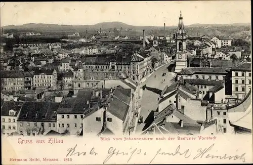 Ak Zittau in der Oberlausitz, Blick vom Johannisturm zur Bautzener Vorstadt
