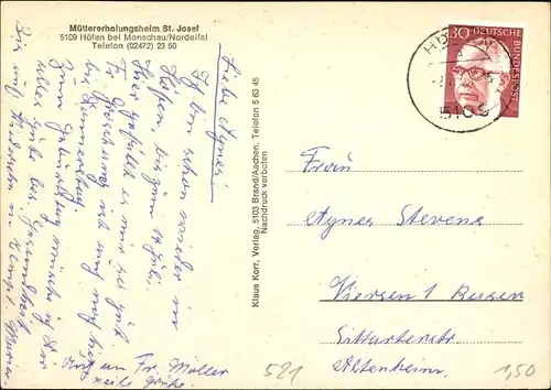 Ak Höfen Monschau Montjoie in der Eifel, Müttererholungsheim St. Josef