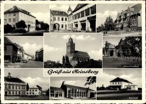 Ak Heinsberg im Rheinland, Hochstraße, Kirche, Bahnhof, Amtsgericht, Hauptzollamt, Stadthalle