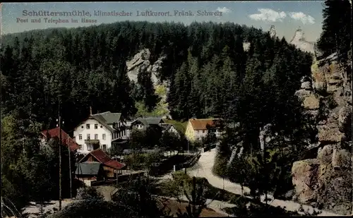 Ak Schüttersmühle Pottenstein im Kreis Bayreuth Oberfranken, Blick auf den Ort