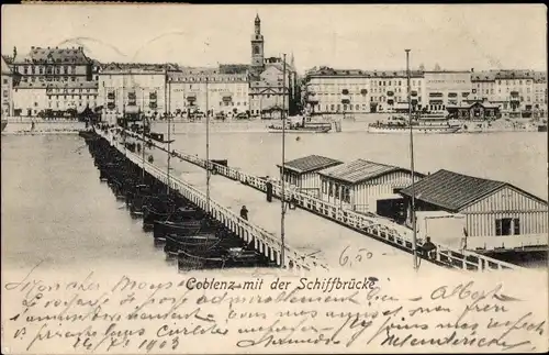 Ak Koblenz am Rhein, Schiffbrücke