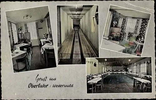 Ak Oberlahr im Westerwald, Gasthof zur Post, Kegelbahn