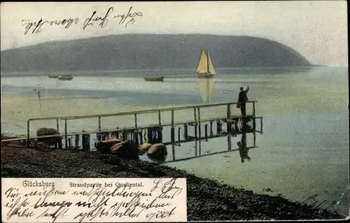 Ak Glücksburg an der Ostsee, Strandpartie bei Quellental