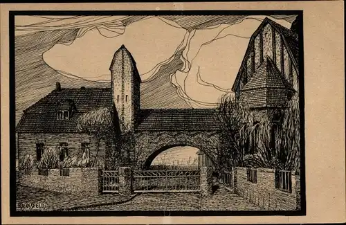 Künstler Ak Blossfeld, Wilhelmshaven in Niedersachsen, Neuer Friedhof, Eingang