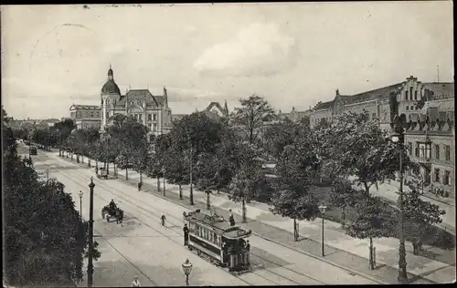 Ak Hannover in Niedersachsen, Hann. Bank, Straßenpartie, Straßenbahn