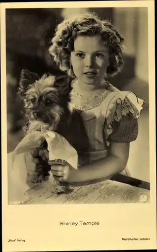 Ak Schauspielerin Shirley Temple, Portrait, Hund Ross A 1258/8