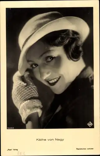 Ak Schauspielerin Käthe von Nagy, Portrait mit Hut