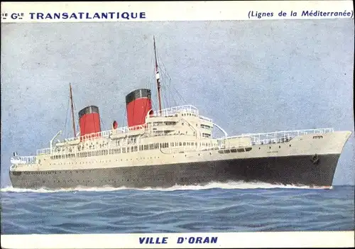 Ak Dampfer, Dampfschiff Ville d'Oran, French Line, CGT