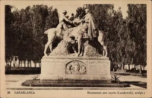 Ak Casablanca Marokko, Monument aux morts