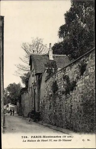 Ak Paris XVIII. Arrondissement Buttes-Montmartre, La Rue Saint Vincent, La Maison du Henri IV