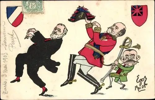 Künstler Ak Emile Loubet, Französischer Staatspräsident, Karikatur, George V.