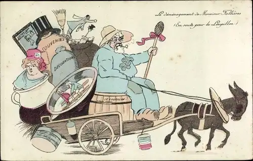 Künstler Ak Le demenagement de Monsieur Fallières, Karikatur