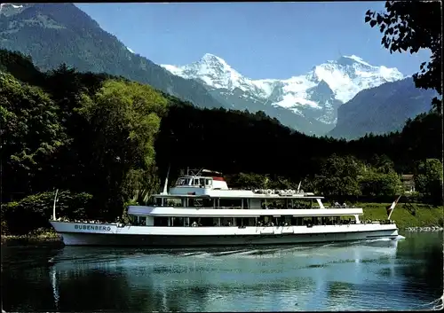 Ak Interlaken Kanton Bern Schweiz, Thunerseeschiff Bubenberg, Mönch, Jungfrau