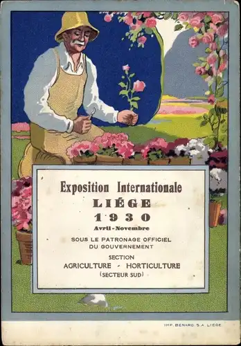 Ak Exposition Internationale 1930, Agriculture, Horticulture, Gärtner, Blumen