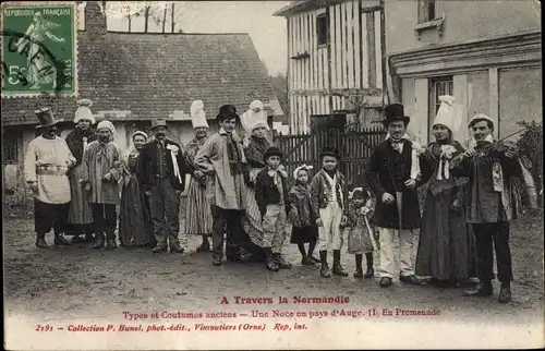 Ak A Travers la Normandie, Normannen in Volkstrachten