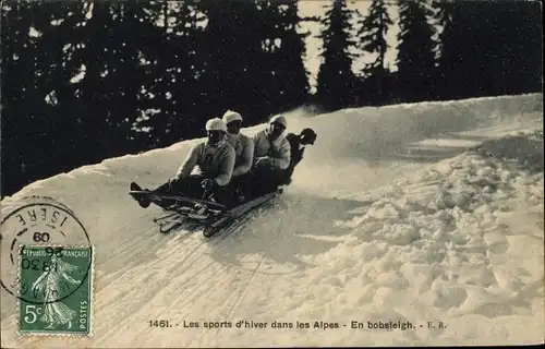 Ak Les sports d'hiver dans les Alpes, en bobsleigh