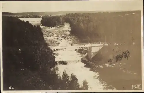 Ak Imatra Finnland, Fluss, Brücke, Landschaft