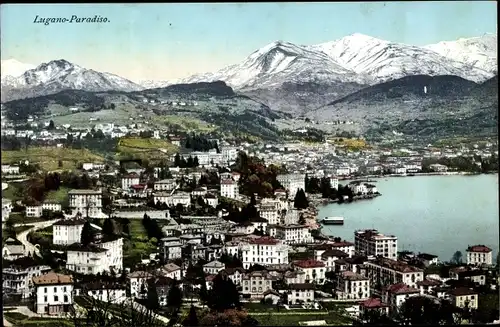Ak Paradiso Lugano Kanton Tessin, Totalansicht der Ortschaft