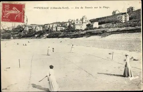 Ak Trestraou Perros Guirec Côtes d’Armor, Jeu de Tennis sur la Plage