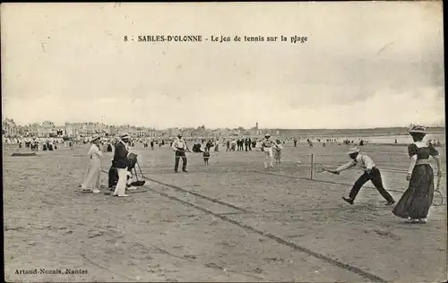 Ak Les Sables d'Olonne Vendée, Le jeu de Tennis sur la Plage