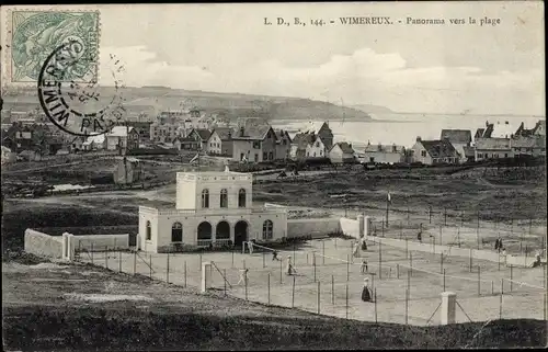 Ak Wimereux Pas de Calais, Panorama vers la plage, Tennis