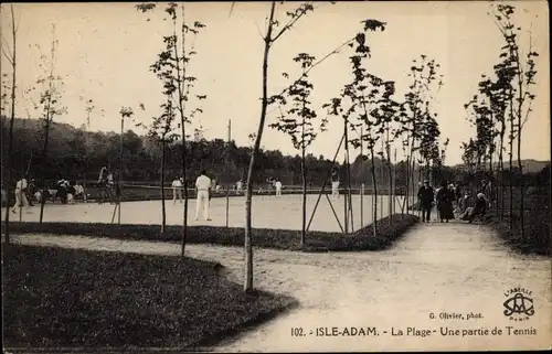 Ak Isle Adam Val d’Oise, La Plage, Une partie de Tennis