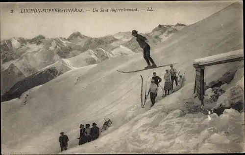 Ak Superbagnères Luchon Haute Garonne, Un Saut impressionnant