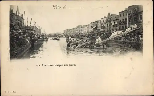 Ak Cette Hérault, Vue Panoramique des Joutes