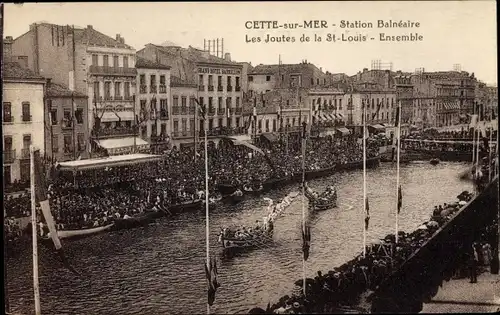 Ak Cette sur Mer Hérault, Station Balneaire, Les Joutes de la St. Louis