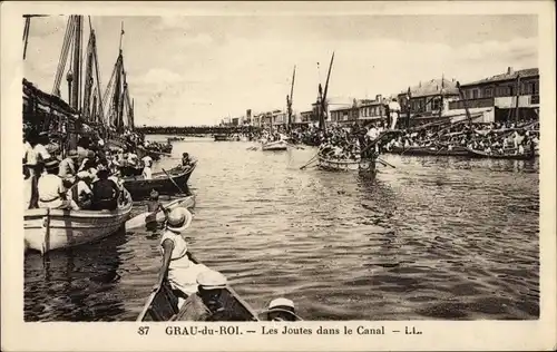 Ak Grau du Roi Hérault, Les Joutes dans le Canal