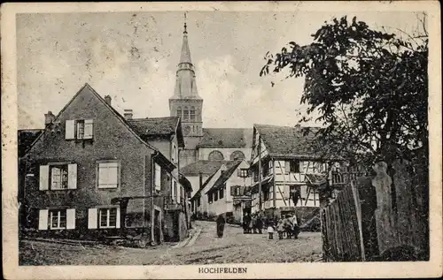 Ak Hochfelden Elsass Bas Rhin, Teilansicht mit Kirche