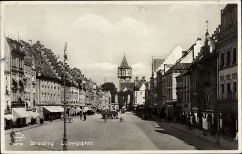 Ak Straubing an der Donau Niederbayern, Ludwigsplatz, Wasserturm