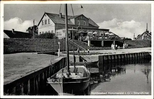 Ak Horumersiel Wangerland Friesland, Strandhotel, Segelboot