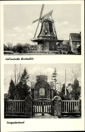 Ak Sengwarden Wilhelmshaven in Niedersachsen, Windmühle, Kriegerdenkmal