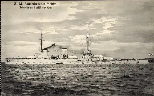 Ak Deutsches Kriegsschiff, SMS Moltke, Panzerkreuzer, Kaiserliche Marine