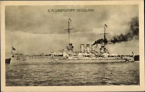 Ak Deutsches Kriegsschiff, SMS Helgoland, Linienschiff, Kaiserliche Marine