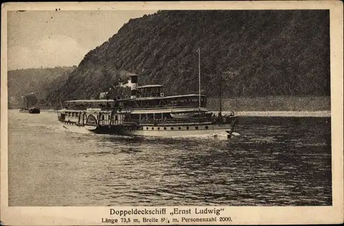 Ak Salondampfer Doppeldeckschiff Ernst Ludwig, Cöln Düsseldorfer Rheindampfschifffahrt