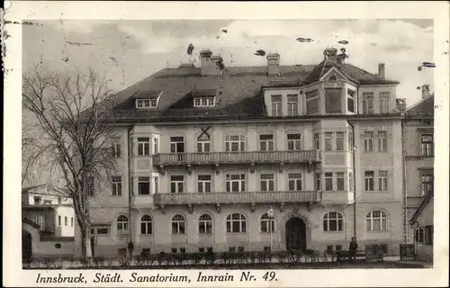 Ak Innsbruck in Tirol, Städt. Sanatorium, Innrain Nr. 49